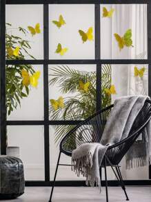 12 piezas Pegatina dorado holográfico con mariposa impermeable PVC decorativo para casa - Dorado - Ver 3