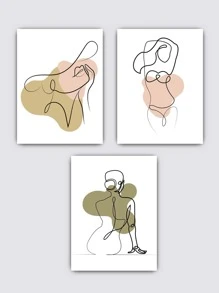 3pcs Abstract Figure Graphic Unframed Painting - Multicolor - View 3