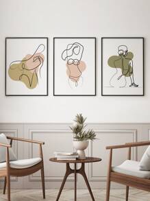 3pcs Abstract Figure Graphic Unframed Painting - Multicolor - View 7