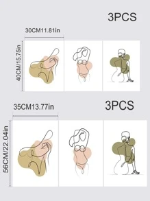 3pcs Abstract Figure Graphic Unframed Painting - Multicolor - View 4