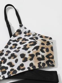 Tween Girl 豹纹裹身比基尼套装 夏日海滩 - 彩色 - 查看 3