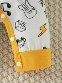 Bé trai sơ sinh Đồ họa Hoạt hình Viền tương phản Áo liền quần & Mũ - trắng - Xem 4