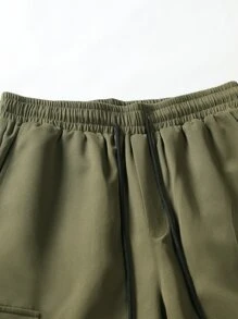 Manfinity LEGND Lỏng lẻo phù hợp Nam Quần Cargo Với Flap túi , Bên Dây rút Và Đàn hồi Dây thắt lưng - xanh quân đội - Xem 5