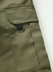 Manfinity LEGND Lỏng lẻo phù hợp Nam Quần Cargo Với Flap túi , Bên Dây rút Và Đàn hồi Dây thắt lưng - xanh quân đội - Xem 7