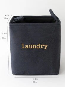Letter Graphic Laundry Basket - Blue - View 5