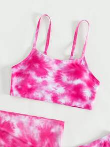 青少年扎染比基尼套装搭配沙滩裙夏日海滩