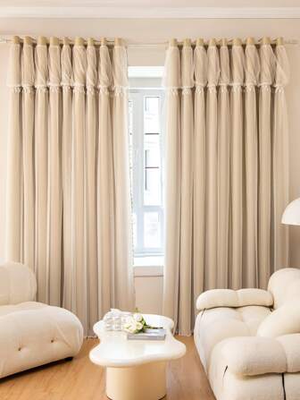 葉子刺繡細節單片窗簾