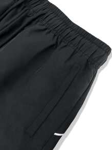 Manfinity 1 Miếng Lỏng lẻo Nam Eo dây rút Quần short Với Contrast Piping - màu đen - Xem 5