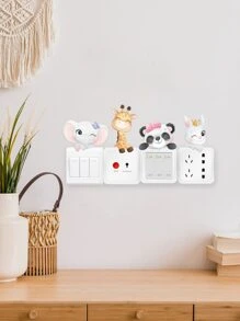 1 pieza Pegatina de pared con interruptor de patrón de animal de dibujos animados, pegatinas, vinilos decorativos para decoración del hogar, artículos de decoración de primavera para refrescar tu hogar, pegatinas de decoración de ramas, regalos de cumpleaños y graduación - Multicolor - Ver 2