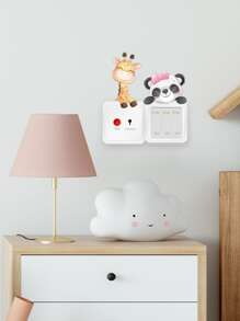 1 pieza Pegatina de pared con interruptor de patrón de animal de dibujos animados, pegatinas, vinilos decorativos para decoración del hogar, artículos de decoración de primavera para refrescar tu hogar, pegatinas de decoración de ramas, regalos de cumpleaños y graduación - Multicolor - Ver 4