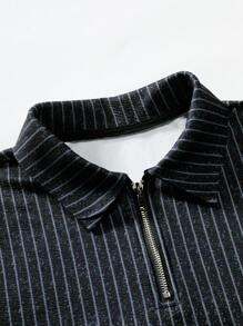 Manfinity Homme Men Striped Print Polo Shirt - Black - View 4