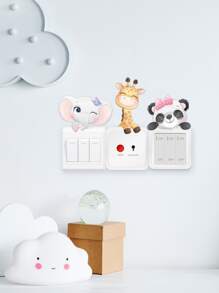 1 pieza Pegatina de pared con interruptor de patrón de animal de dibujos animados, pegatinas, vinilos decorativos para decoración del hogar, artículos de decoración de primavera para refrescar tu hogar, pegatinas de decoración de ramas, regalos de cumpleaños y graduación - Multicolor - Ver 5