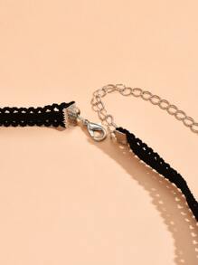 Faux Pearl Decor Thigh Chain - Silver - View 3