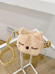 女孩刺繡細節貓貓設計毛茸茸異形包