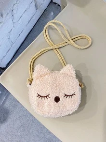 女孩刺繡細節貓貓設計毛茸茸異形包