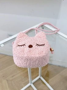 女孩刺繡細節貓貓設計毛茸茸異形包