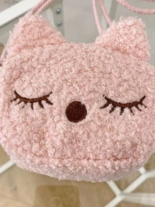 女孩刺繡細節貓貓設計毛茸茸異形包