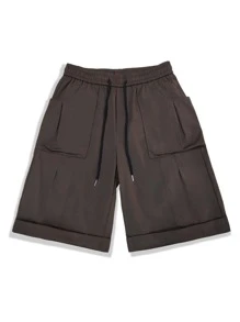 Claim Dot Quần Short Nam Dây kéo màu trơn Giải trí - Cà phê nâu - Xem 4