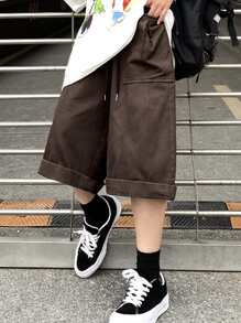 Claim Dot Quần Short Nam Dây kéo màu trơn Giải trí - Cà phê nâu - Xem 5