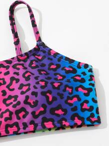 SHEIN Tween Girl Ombre Leopard Print Bikini Set Summer Beach