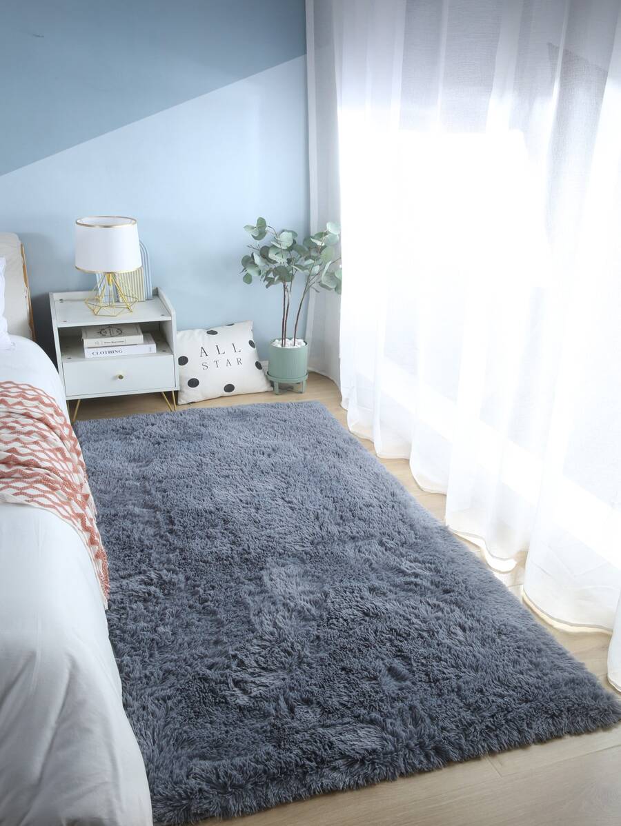 1入組柔軟毛絨小地毯厚毛絨地毯適用於客廳和臥室地板家居裝飾