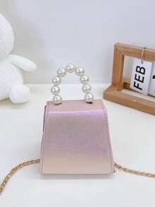 Cặp sách Trẻ em Nơ Bướm Ngọc trai màu trơn - Hồng - Xem 6