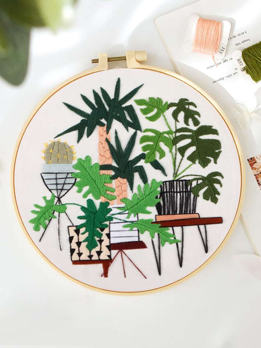 1 set Bordado a mano planta de color al azar - Multicolor - Ver 1