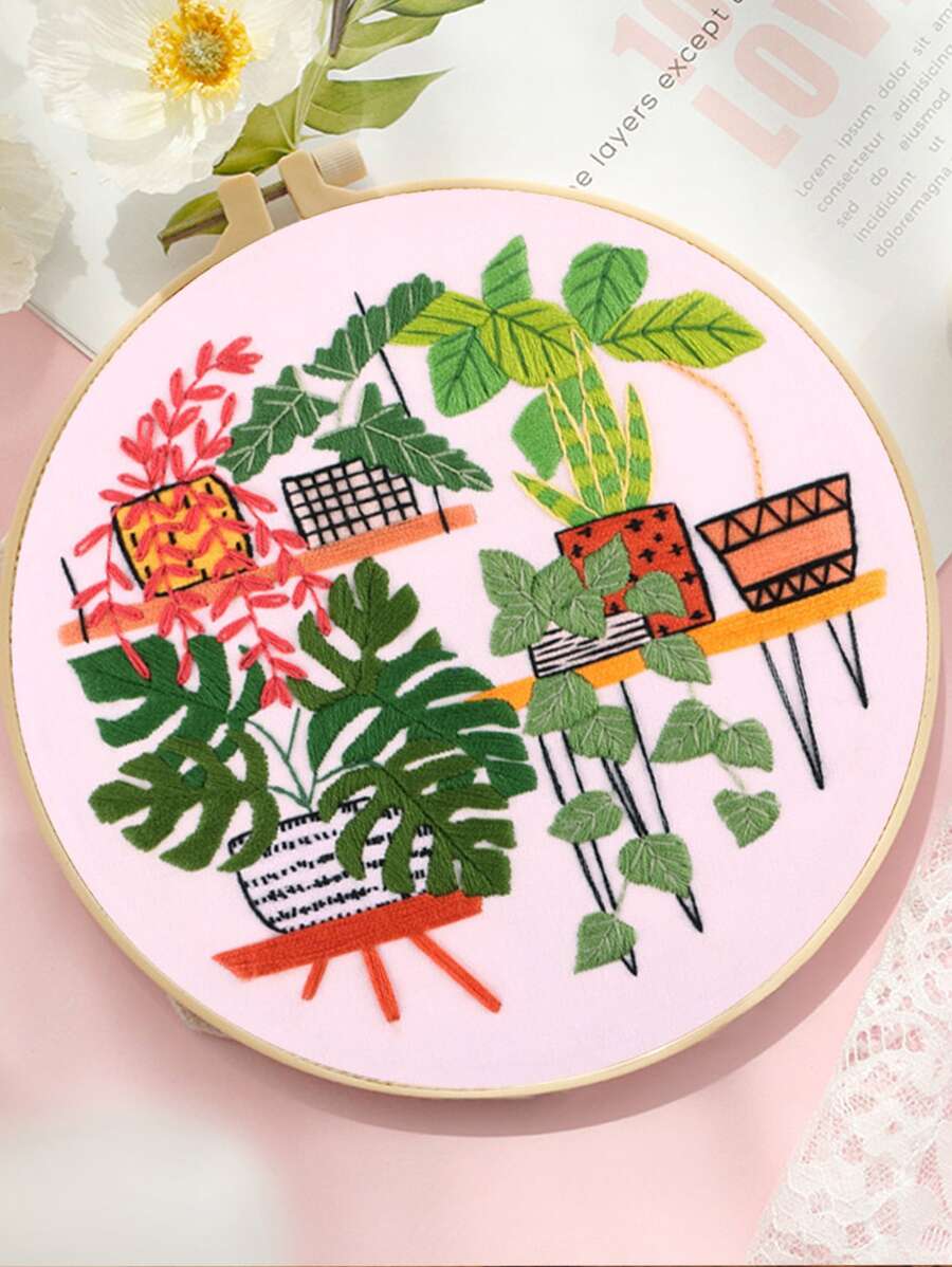 1set Plant Pattern Random Color Hand Embroidery - Multicolor - View 1