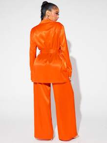 SHEIN SXY 西裝領腰帶緞面西裝外套