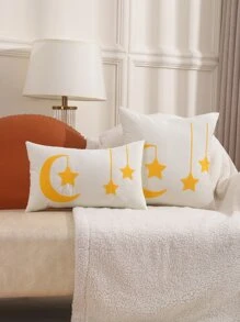 1入組月亮和星星刺繡靠墊套不附帶墊芯 - 彩色 - 查看 1