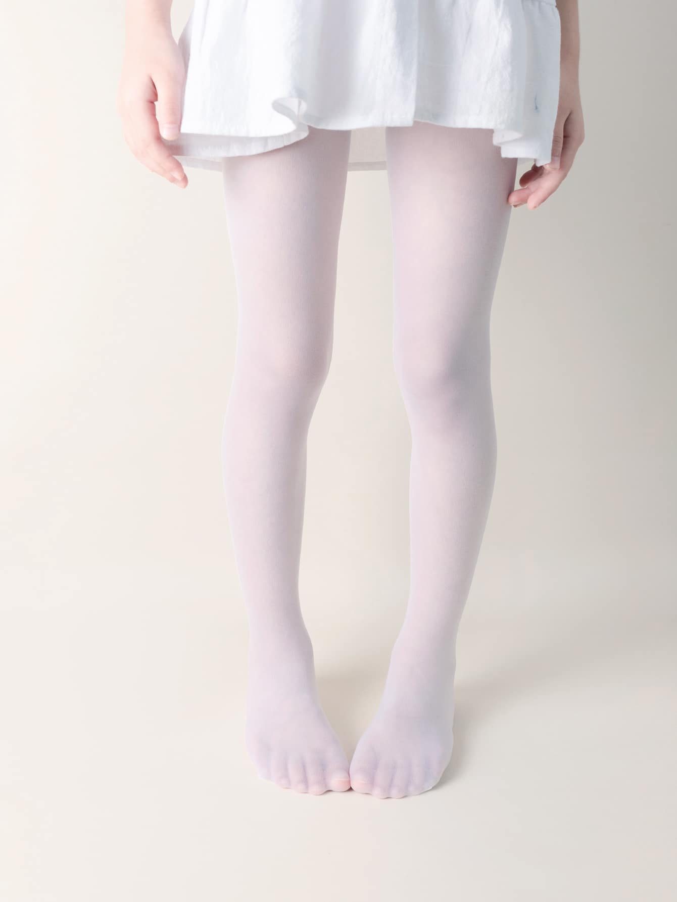 Toddler Girls Solid Tights - White - View 1