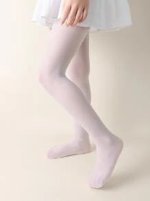 Toddler Girls Solid Tights - White - View 3