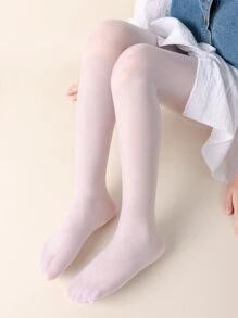 Toddler Girls Solid Tights - White - View 4