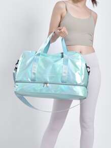 全息防水行李袋旅行袋假日Y2K 包行李袋周末包过夜包 Y2K 未来主义旅行包极简主义 返校旅行包 健身包 露营巡航必备品 徒步旅行必备品 返校夏季 - 薄荷藍 - 查看 2