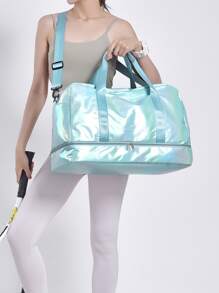 全息防水行李袋旅行袋假日Y2K 包行李袋周末包过夜包 Y2K 未来主义旅行包极简主义 返校旅行包 健身包 露营巡航必备品 徒步旅行必备品 返校夏季 - 薄荷藍 - 查看 5