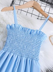 Niñitas Mono de tirantes con fruncido ribete con fruncido - Azul - Ver 3