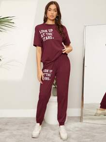Mulvari Slogan Graphic Tee & Joggers Set