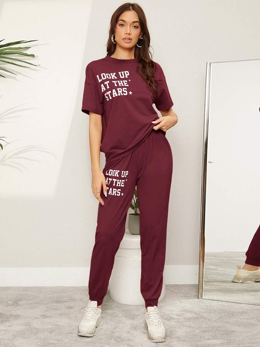 Mulvari Slogan Graphic Tee & Joggers Set
