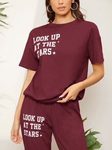 Mulvari Slogan Graphic Tee & Joggers Set