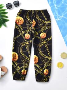Toddler Boys Chain Print Trousers - Black - View 2