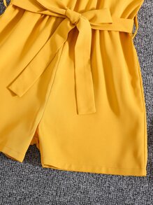 Young Girl Fashionable Halter Neck Sleeveless Princess Style Romper For Summer - Yellow - View 3