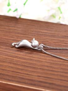 Collar con colgante gato - Plateado - Ver 3