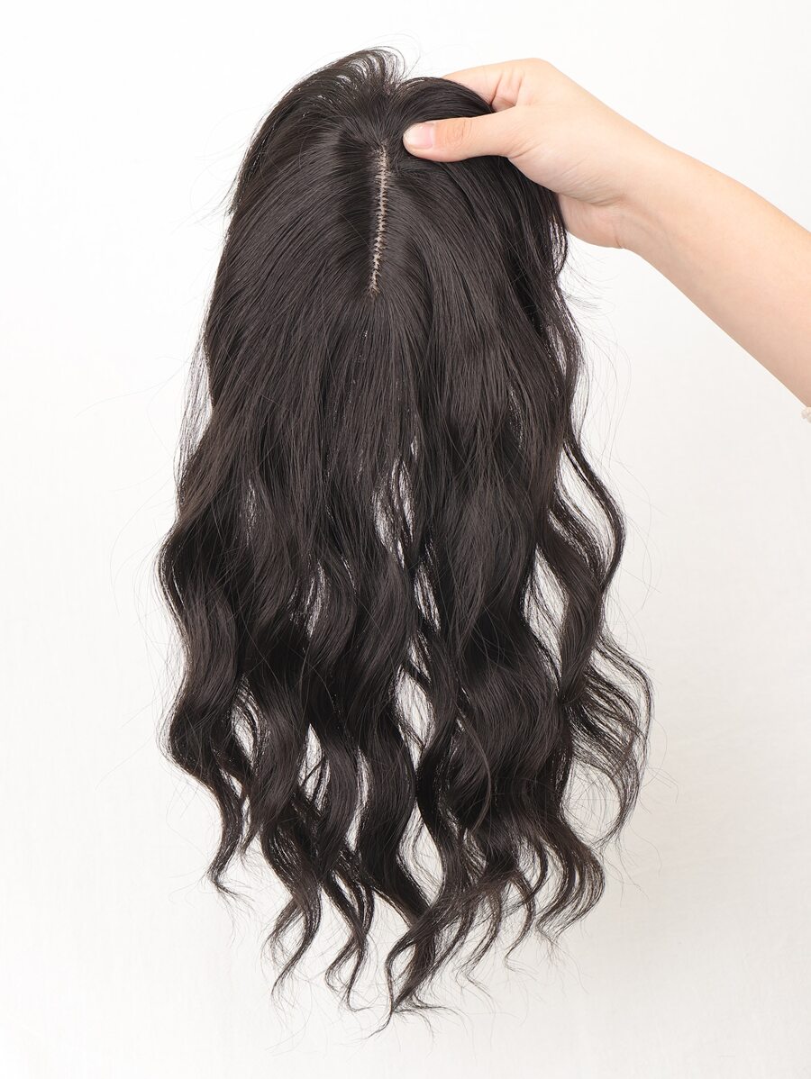 Short Curly Synthetic Hair Topper - Black - View 1