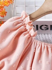 Toddler Girls Swiss Dot Puff Sleeve Ruffle Hem Dress - Pink - View 3