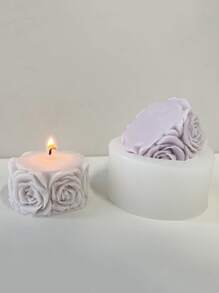 1 件花朵装饰硅胶蜡烛模具，白色花朵硅胶模具，适合 DIY - 白色 - 查看 1