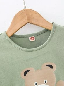 SHEIN Toddler Boys Cartoon Graphic 3D Patched Tee & Shorts - Multicolor - View 5