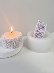 1 件花朵装饰硅胶蜡烛模具，白色花朵硅胶模具，适合 DIY - 白色 - 查看 3