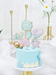 6 piezas Decoración de pastel estrella de mar & con diseño de concha - Multicolor - Ver 1