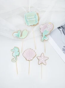 6 piezas Decoración de pastel estrella de mar & con diseño de concha - Multicolor - Ver 2