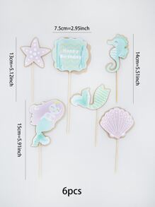 6 piezas Decoración de pastel estrella de mar & con diseño de concha - Multicolor - Ver 3